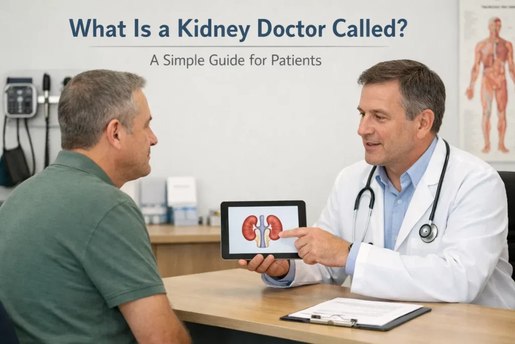 Nephrologist explaining kidney health to patient