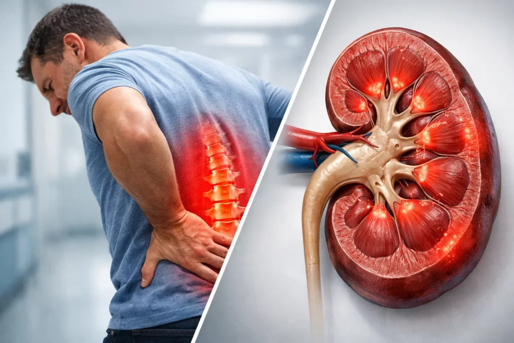 Comparison showing kidney pain and back pain differences